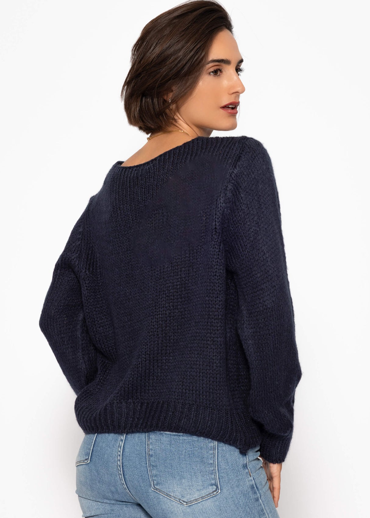 Pullover mit V-Ausschnitt - dunkelblau