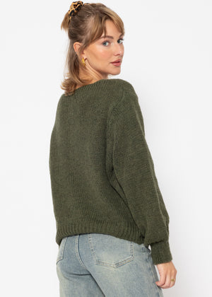 Pullover mit V-Ausschnitt - dunkelgrün