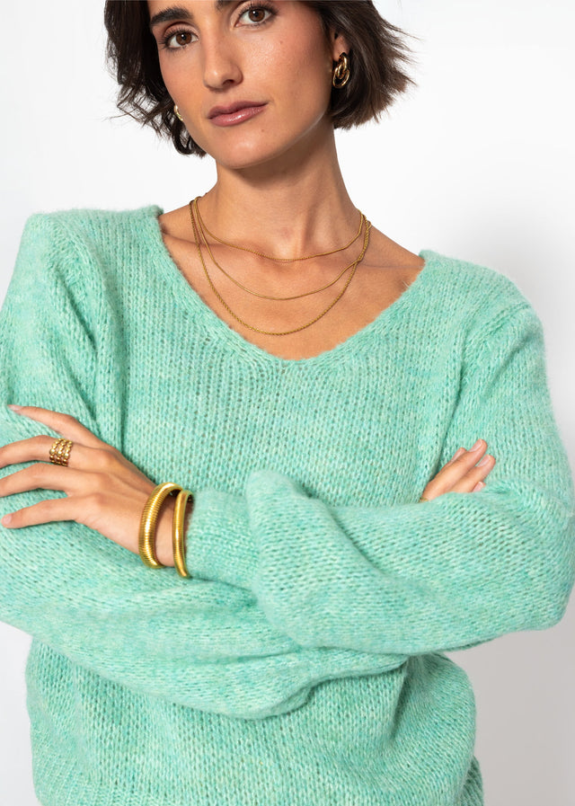 V-neck jumper - light green