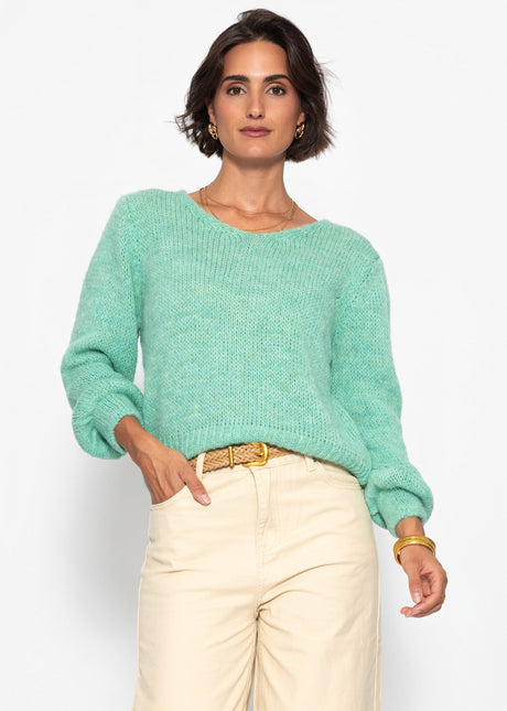 Pullover mit V-Ausschnitt - hellgrün von SASSYCLASSY