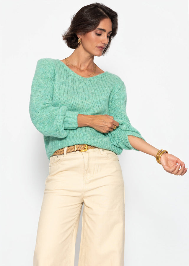 V-neck jumper - light green