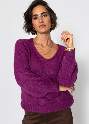 Pullover mit V-Ausschnitt - mauve
