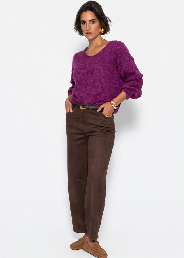 Pullover mit V-Ausschnitt - plum