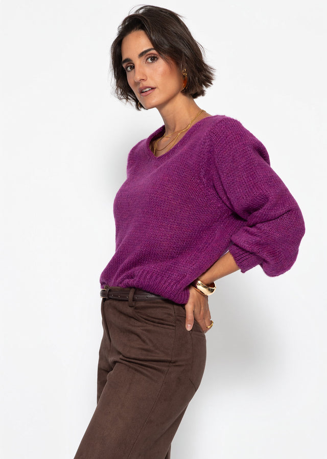 Pullover mit V-Ausschnitt - plum