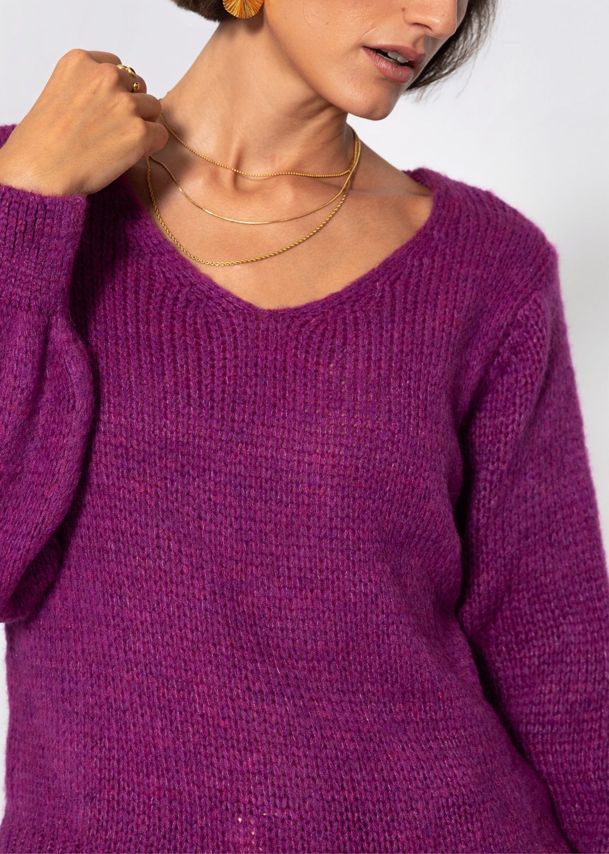 Pullover mit V-Ausschnitt - mauve