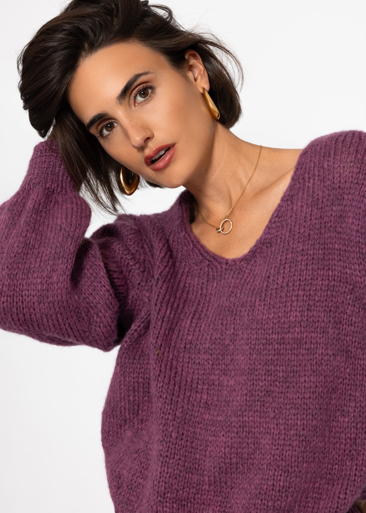 V-neck sweater - plum