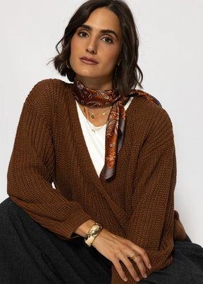 Pullover mit Wickeloptik - braun