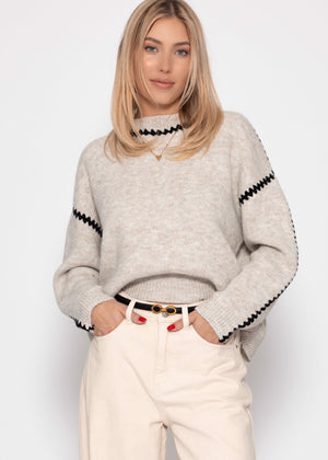 Pullover mit Ziernähten - beige