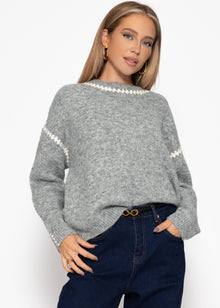 Pullover mit Ziernähten - grau