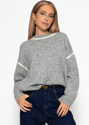 Pullover mit Ziernähten - grau