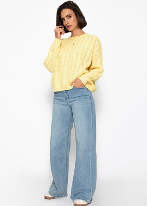 Pullover mit Zopfmuster - gelb