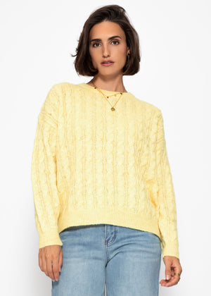 Pullover mit Zopfmuster - gelb