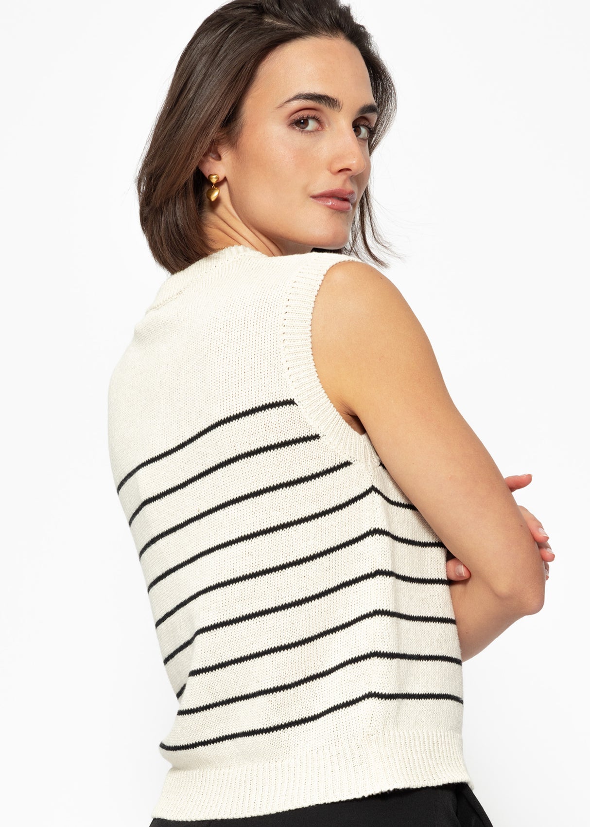 Pullunder gestreift - beige