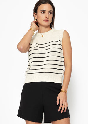 Pullunder gestreift - beige