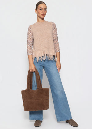 Pullunder mit Fransen - beige