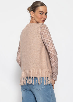 Pullunder mit Fransen - beige