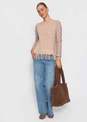 Pullunder mit Fransen - beige