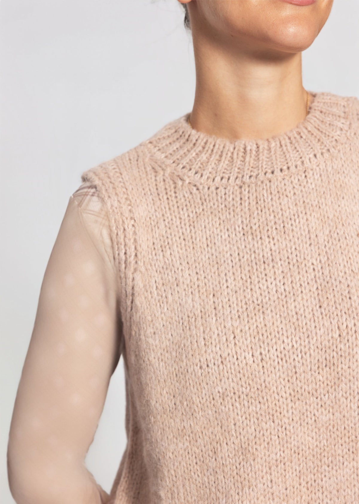 Pullunder mit Fransen - beige