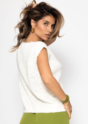 Sweater with V-neck - white