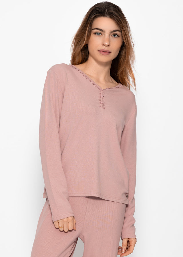 Pyjamashirt Langarm - rosa