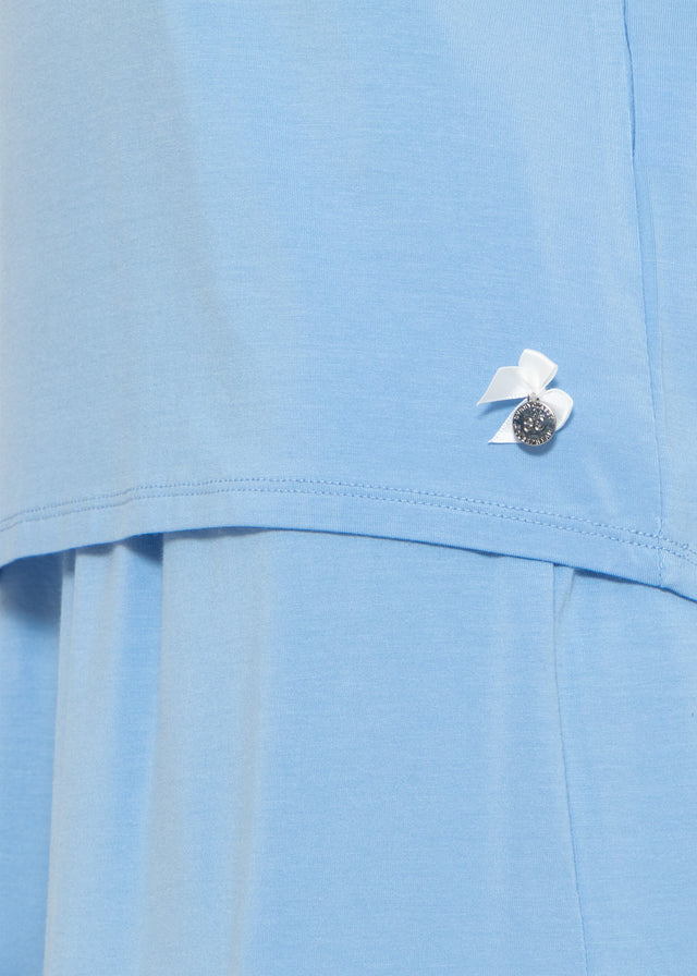 Pyjama Shirt mit Print - hellblau