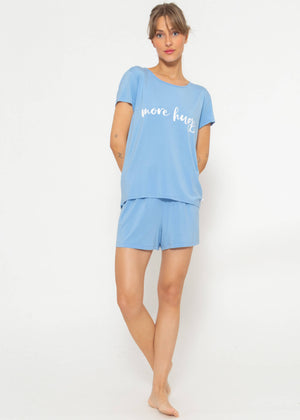 Pyjama Shirt mit Print - hellblau