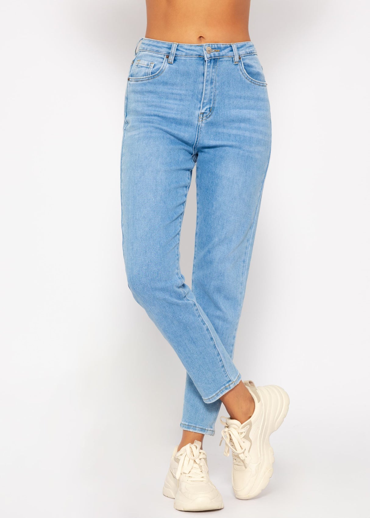 Relax Fit Highwaist Jeans, blau