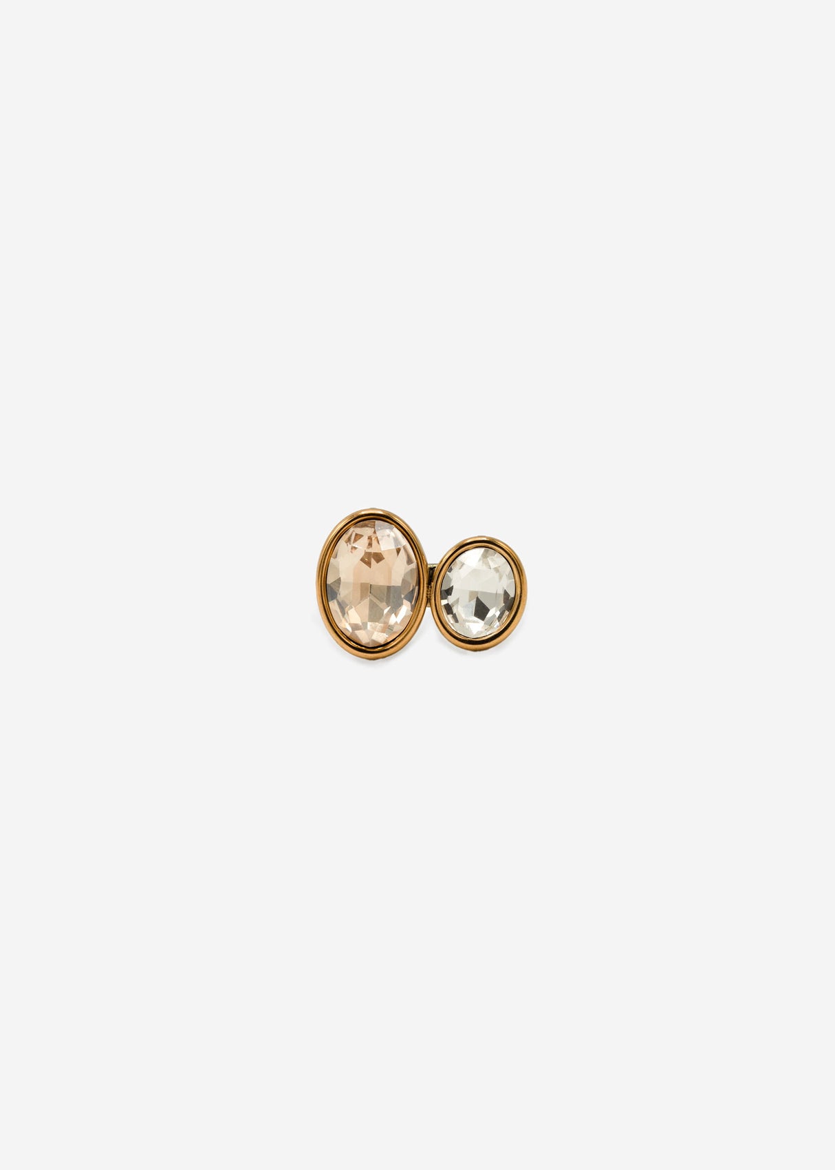Ring mit 2 hellen Schmucksteinen - gold