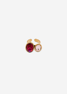 Ring mit 2 Schmucksteinen - gold