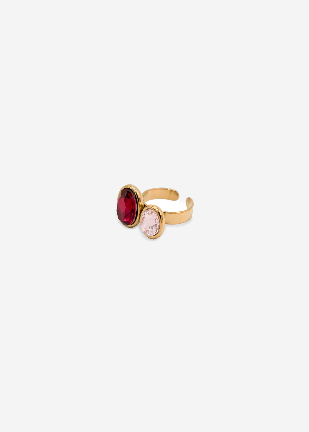 Ring mit 2 Schmucksteinen - gold