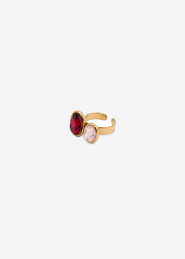 Ring with 2 gemstones - gold