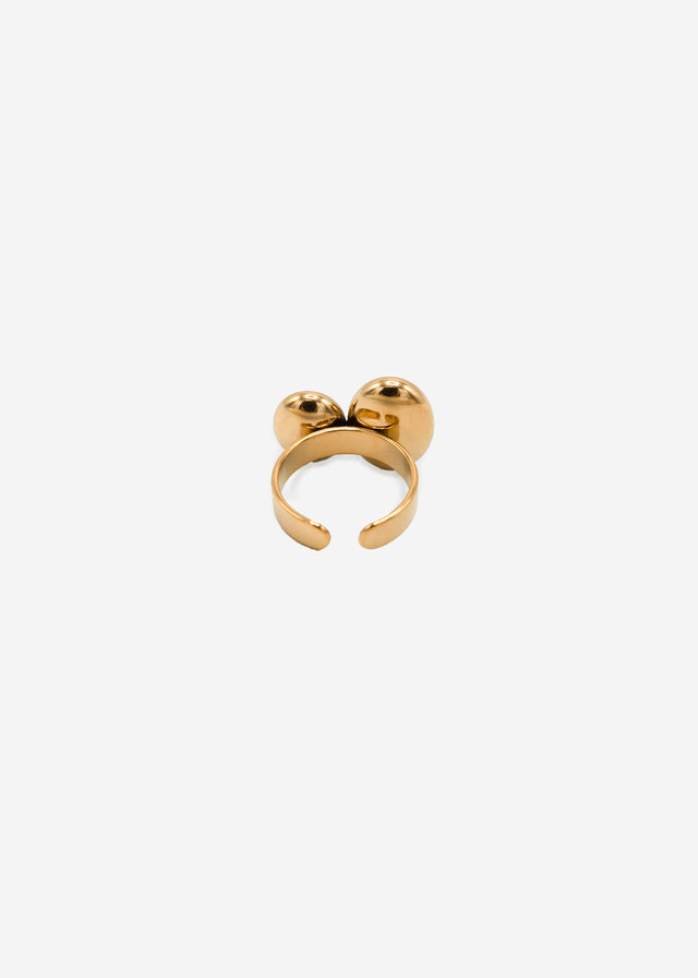 Ring with 2 gemstones - gold