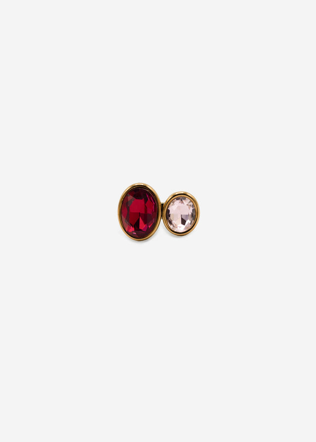 Ring with 2 gemstones - gold