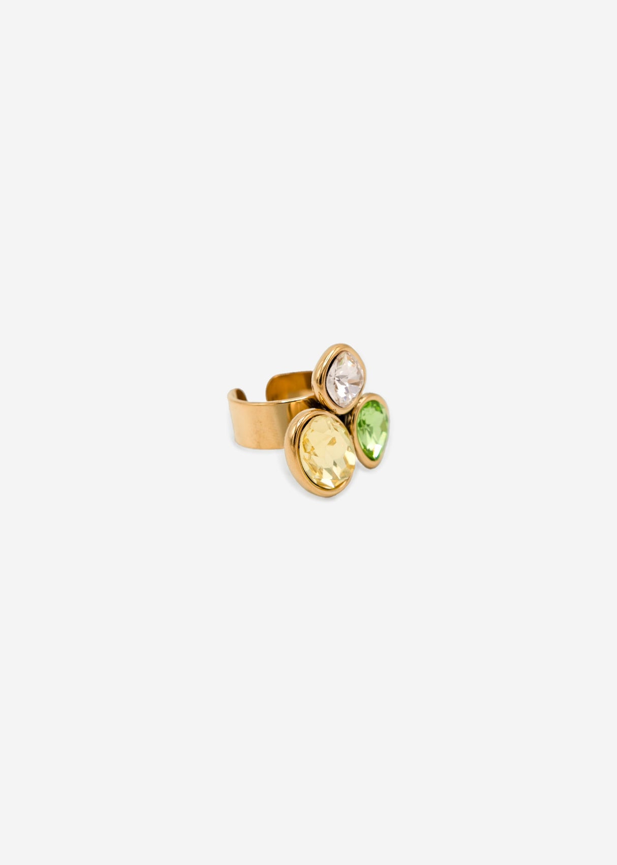 Ring mit 3 bunten Schmucksteinen - gold