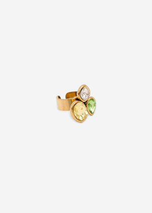 Ring mit 3 bunten Schmucksteinen - gold