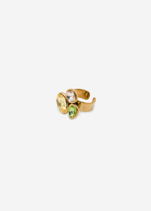 Ring mit 3 bunten Schmucksteinen - gold