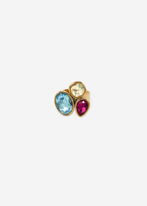Ring mit 3 bunten Schmucksteinen - gold
