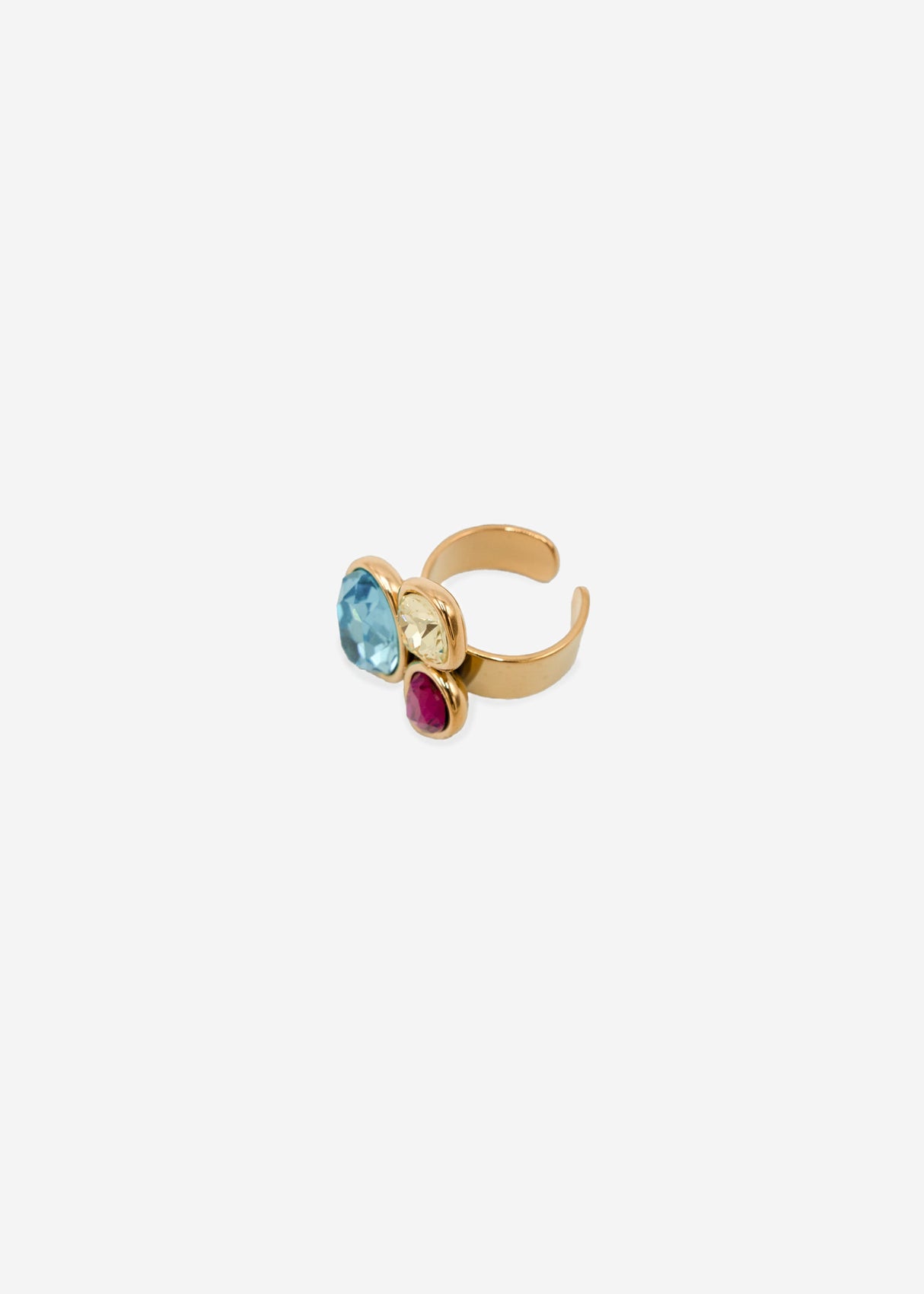 Ring mit 3 bunten Schmucksteinen - gold