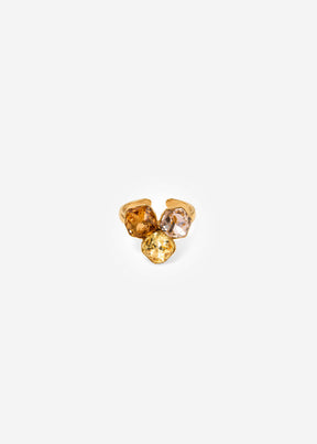 Ring mit 3 Schmucksteinen - gold
