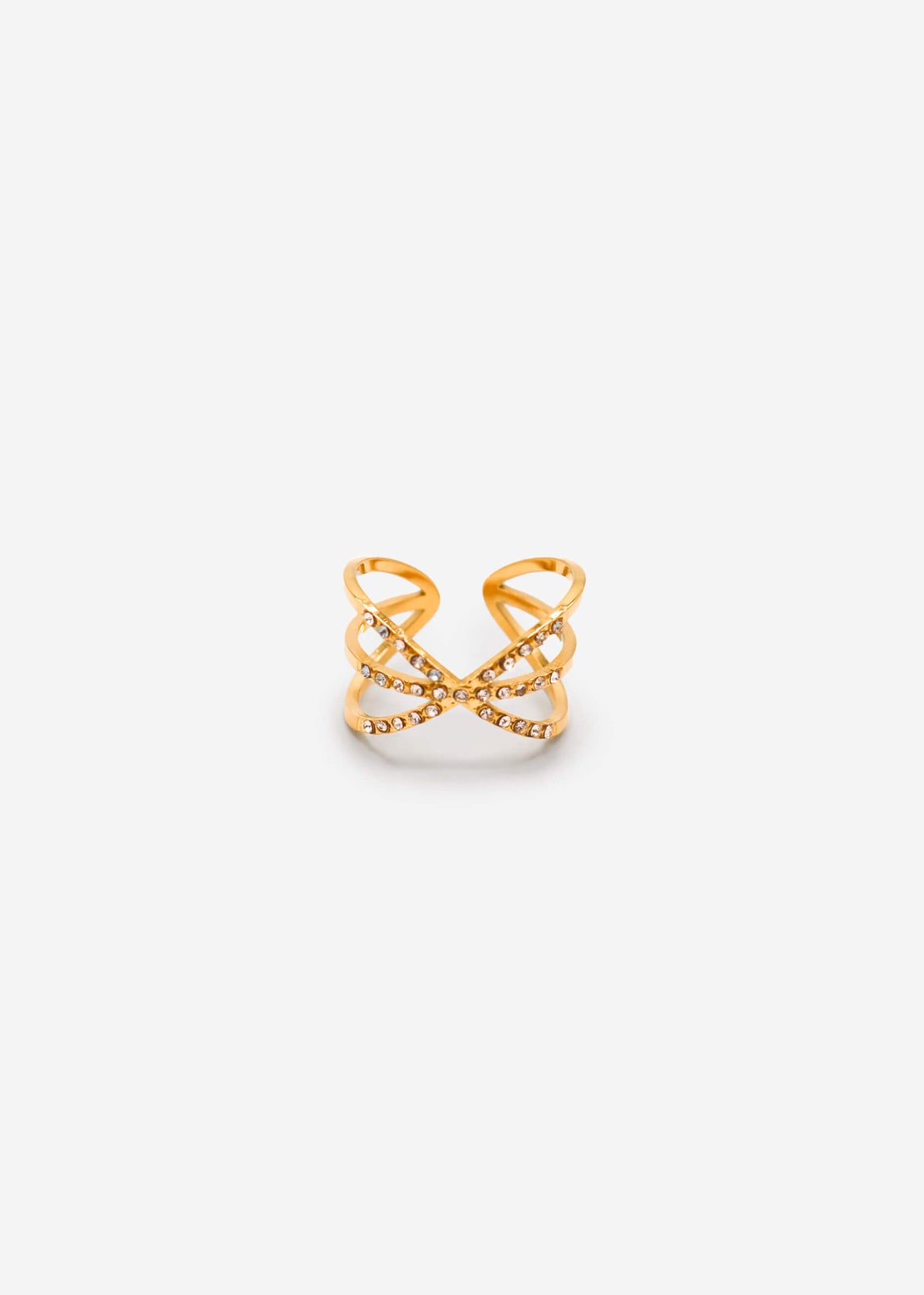 Ring with sparkling bars - gold