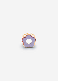 Ring with purple flower motif - gold