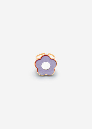 Ring with purple flower motif - gold