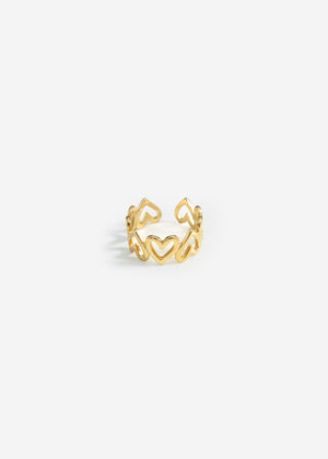 Ring with many hearts - gold