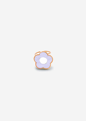 Ring with purple flower motif - gold