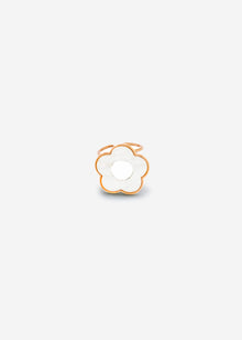 Ring with white flower motif - gold
