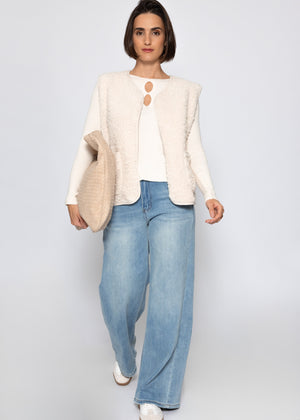 Rippstrickoberteil mit Cut-Outs - creme