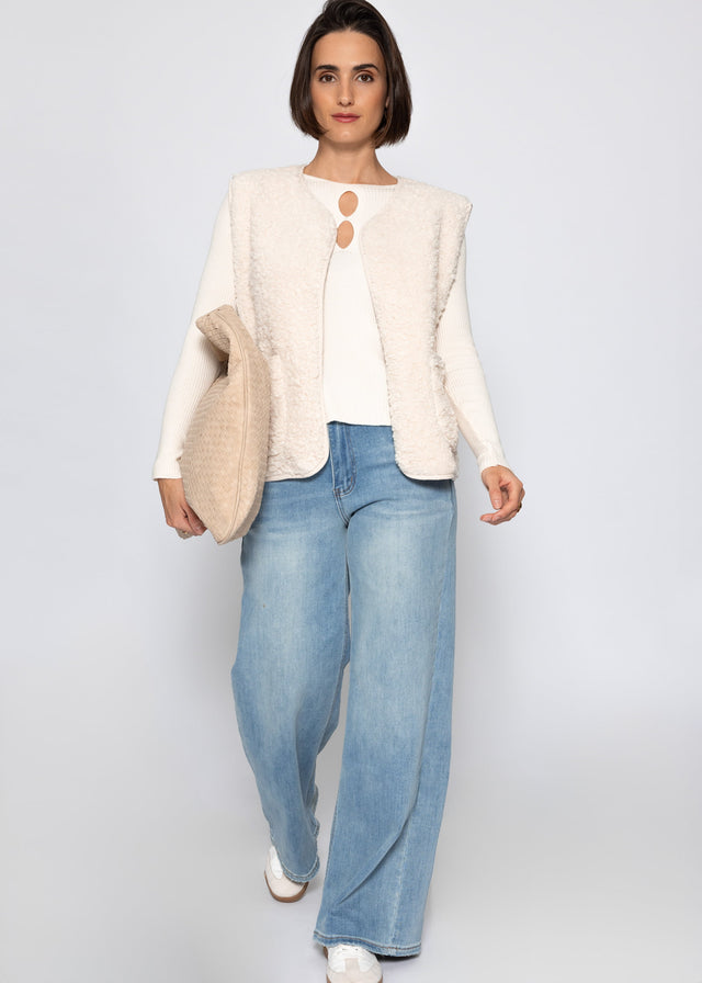 Rippstrickoberteil mit Cut-Outs - creme
