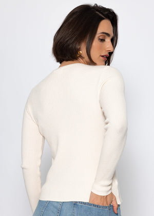 Rippstrickoberteil mit Cut-Outs - creme