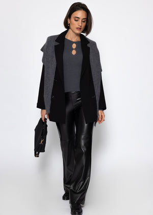 Rippstrickoberteil mit Cut-Outs - grau