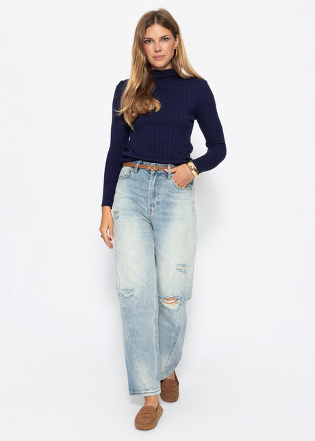 Rippstrickoberteil mit Stehkragen - dunkelblau - SASSYCLASSY
